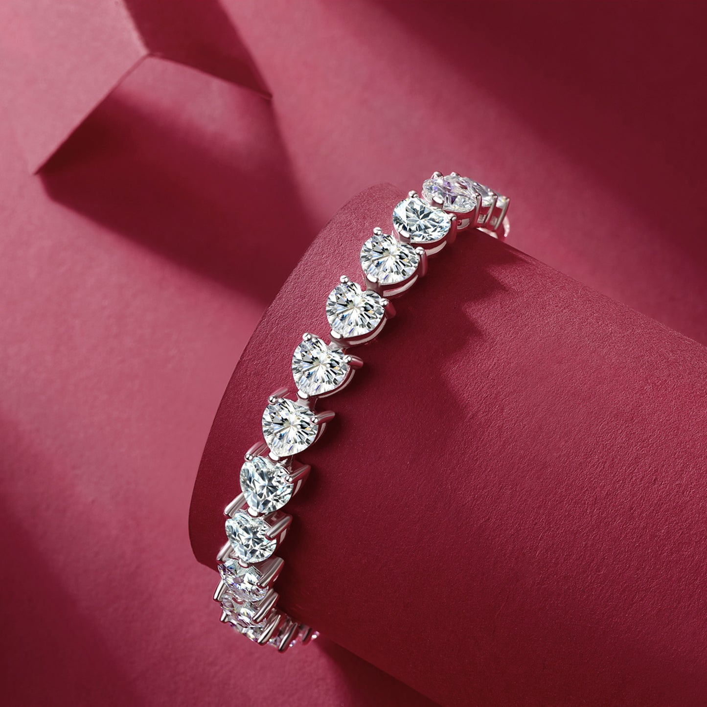 24 Carat Moissanite 925 Sterling Silver Heart Bracelet free shipping -Oh Em Gee Boutique