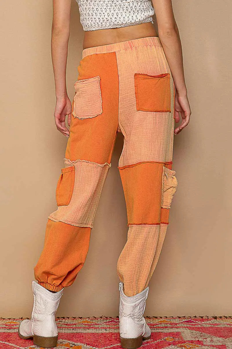 POL Drawstring Pocketed Contrast Jogger Pants free shipping -Oh Em Gee Boutique