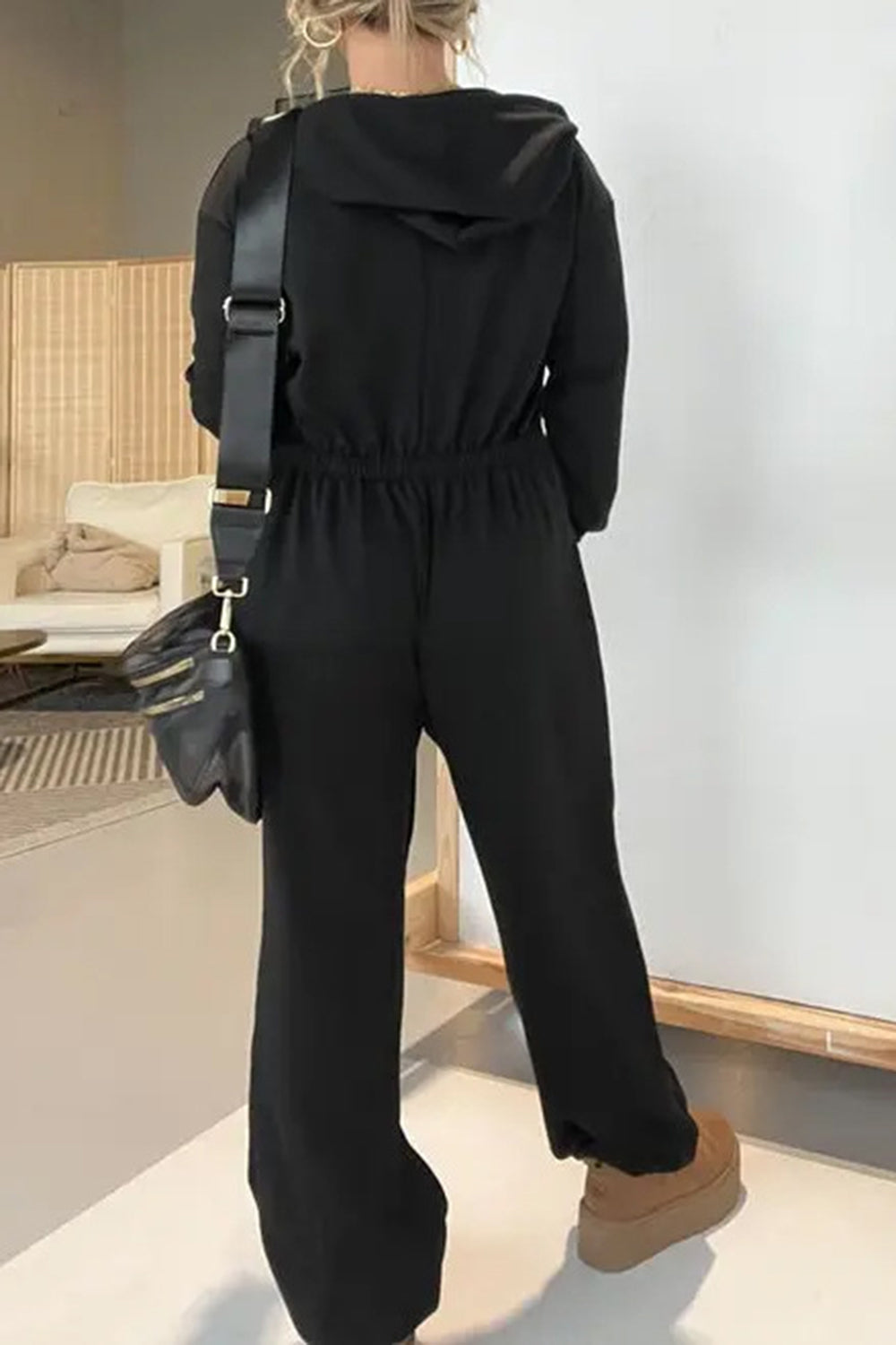 Full Size Drawstring Long Sleeve Jumpsuit free shipping -Oh Em Gee Boutique