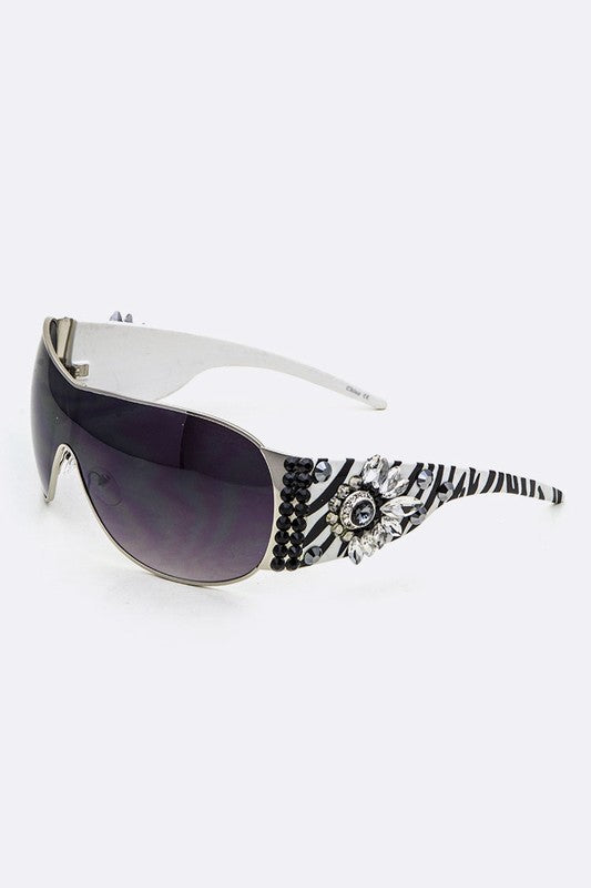 Austrian Crystal Ornate Shield Sunglasses free shipping -Oh Em Gee Boutique