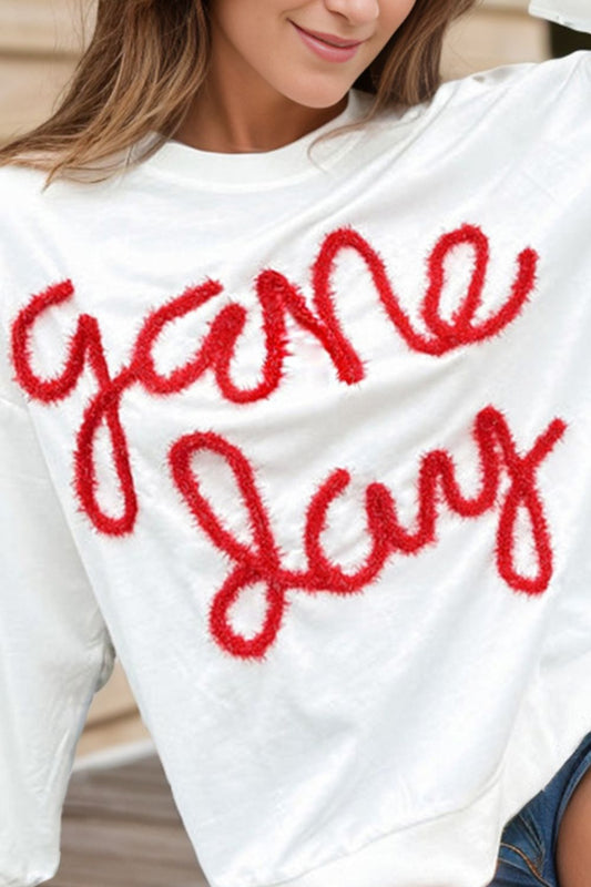 Round Neck Long Sleeve Sweatshirt, Game Day free shipping -Oh Em Gee Boutique