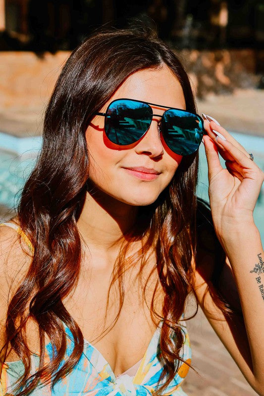 Black Blue High Quality Unisex Aviator Sunglasses free shipping -Oh Em Gee Boutique