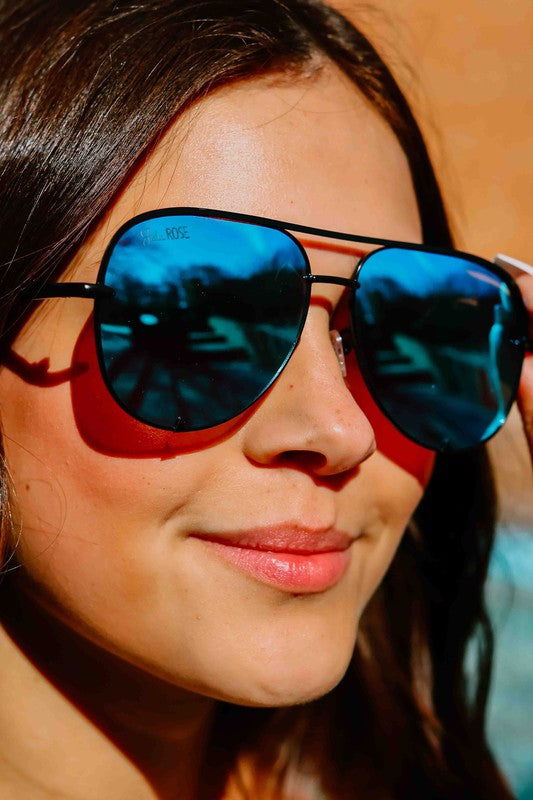 Black Blue High Quality Unisex Aviator Sunglasses free shipping -Oh Em Gee Boutique