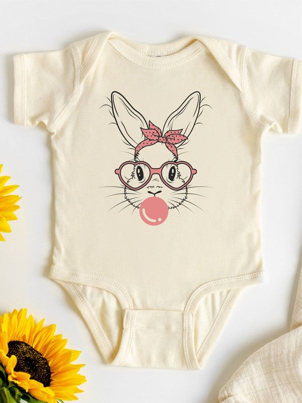 Bunny with Bubble Gum Baby Onesie free shipping -Oh Em Gee Boutique