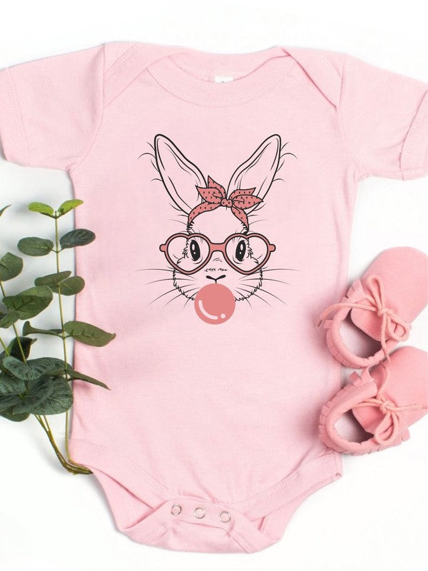 Bunny with Bubble Gum Baby Onesie free shipping -Oh Em Gee Boutique