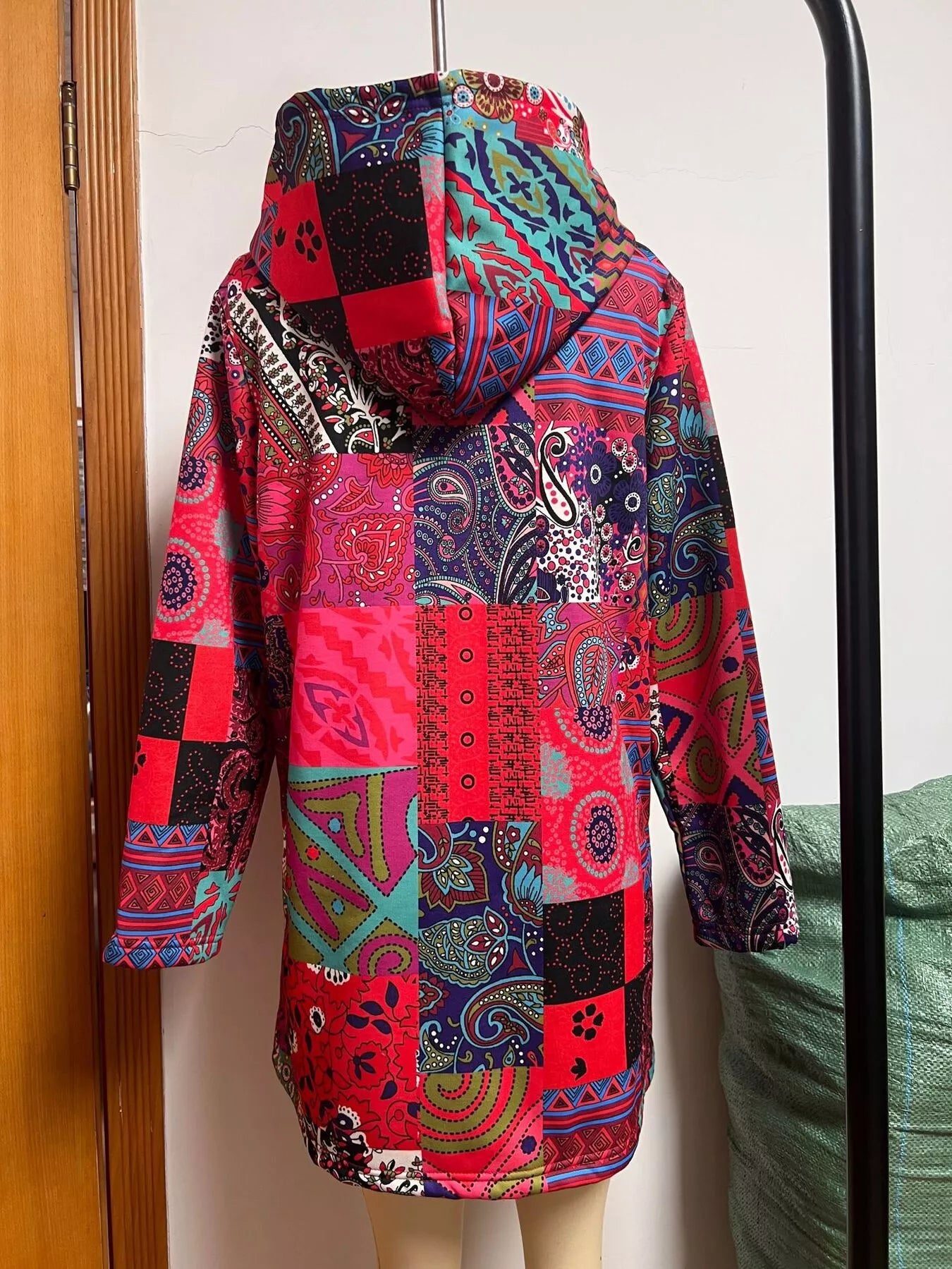 Bohemian Patchwork Fleece Lined Hooded Outerwear free shipping -Oh Em Gee Boutique