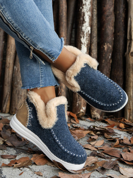 Furry Suede Round Toe Flat Sneakers free shipping -Oh Em Gee Boutique