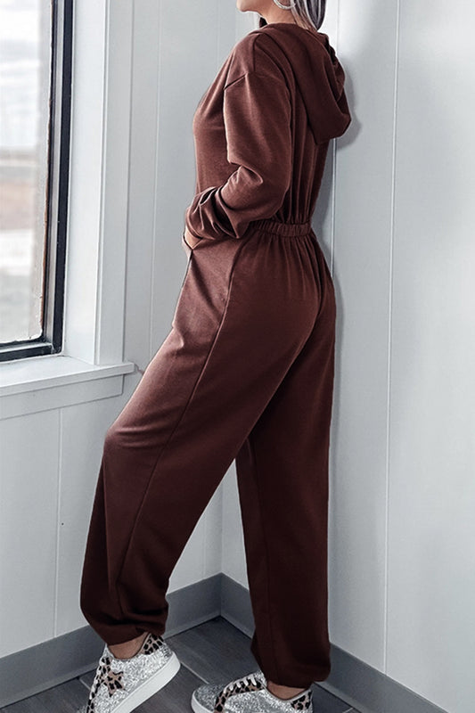 Full Size Drawstring Long Sleeve Jumpsuit free shipping -Oh Em Gee Boutique