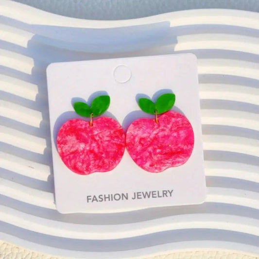 Sparkly Apple Back To School Earrings free shipping -Oh Em Gee Boutique