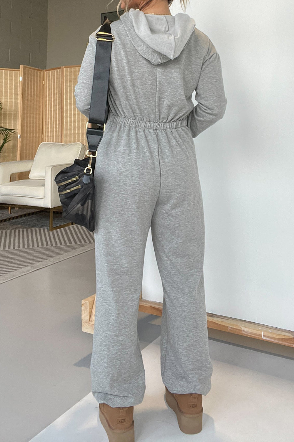 Full Size Drawstring Long Sleeve Jumpsuit free shipping -Oh Em Gee Boutique