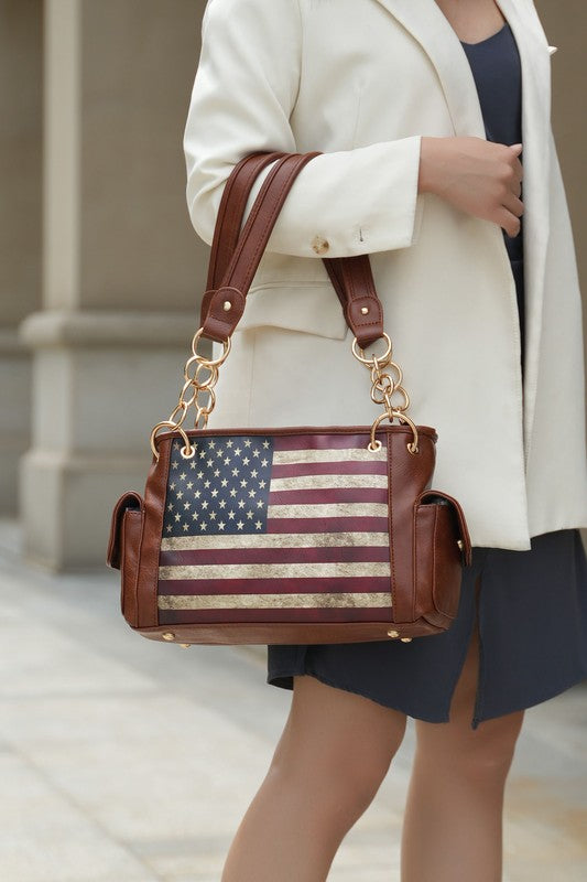 MKF Alaina Women's Flag Shoulder Bag by Mia K free shipping -Oh Em Gee Boutique