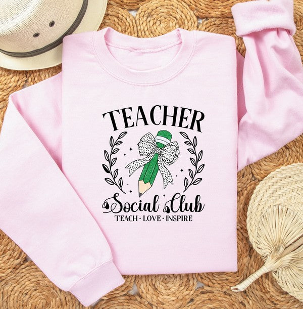 Teacher Social Club Crew Sweatshirt free shipping -Oh Em Gee Boutique