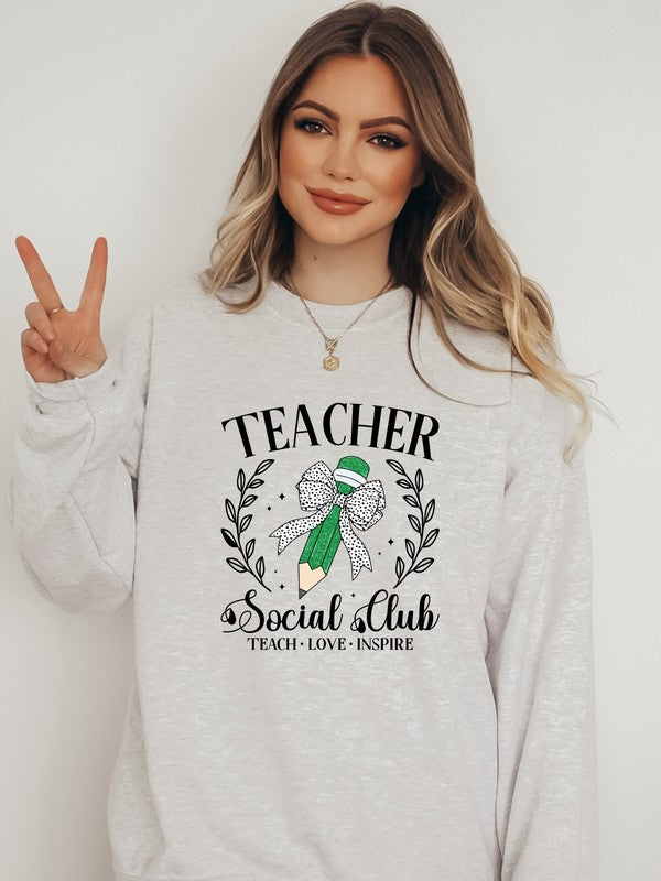 Teacher Social Club Crew Sweatshirt free shipping -Oh Em Gee Boutique