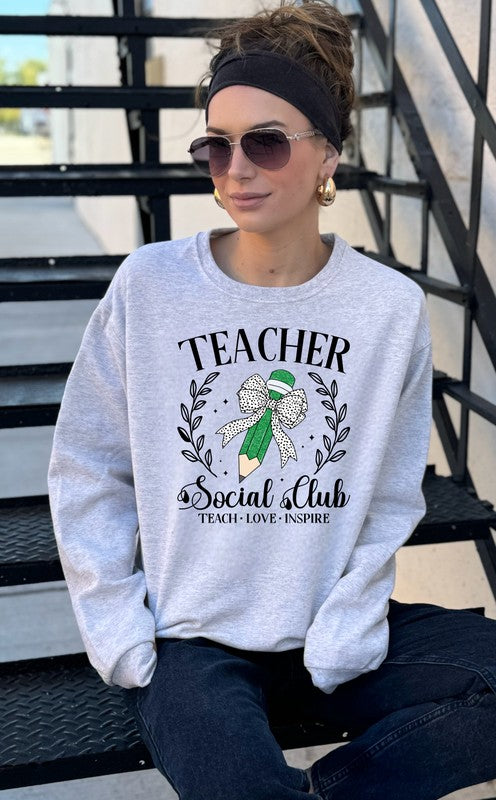 Teacher Social Club Crew Sweatshirt free shipping -Oh Em Gee Boutique