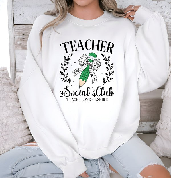 Teacher Social Club Crew Sweatshirt free shipping -Oh Em Gee Boutique