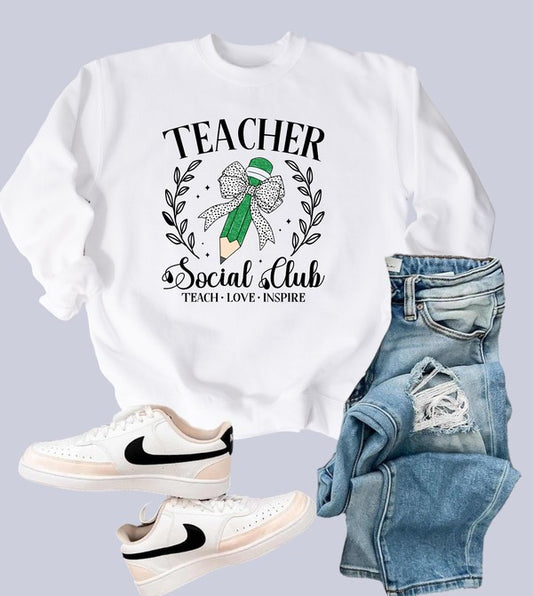 Teacher Social Club Crew Sweatshirt free shipping -Oh Em Gee Boutique