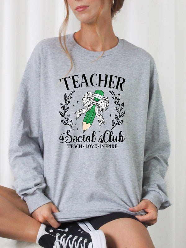 Teacher Social Club Crew Sweatshirt free shipping -Oh Em Gee Boutique