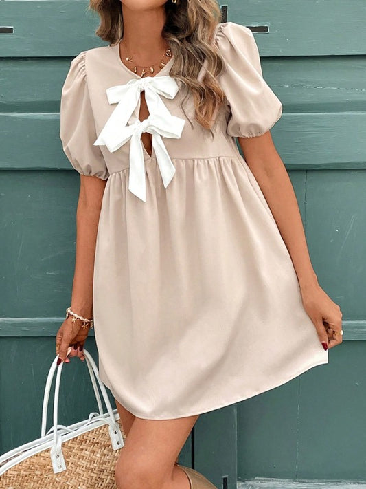 Babydoll Dress with Tie Front free shipping -Oh Em Gee Boutique