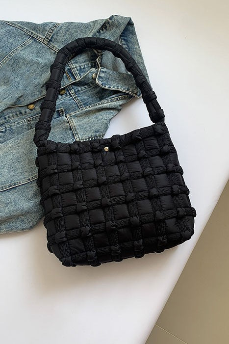 Maya Basket Weave Puffer Tote free shipping -Oh Em Gee Boutique