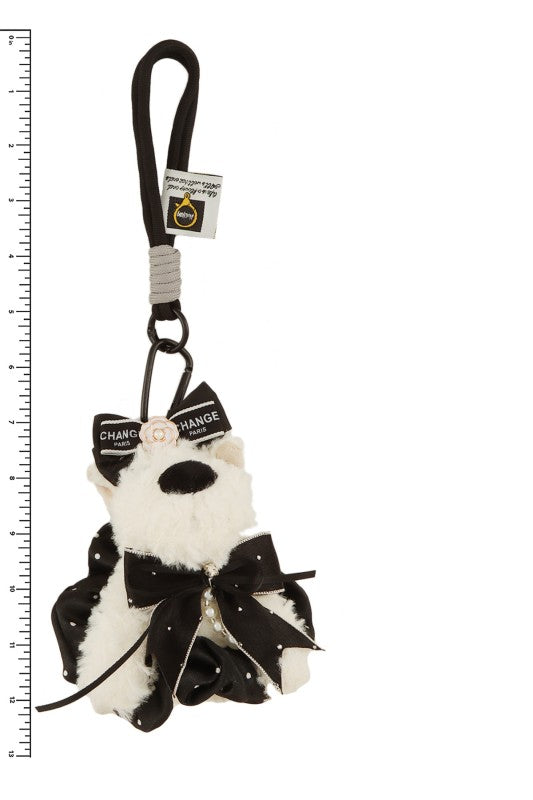 Elegant Sequin Accent Plush Dog Versatile Keychain free shipping -Oh Em Gee Boutique