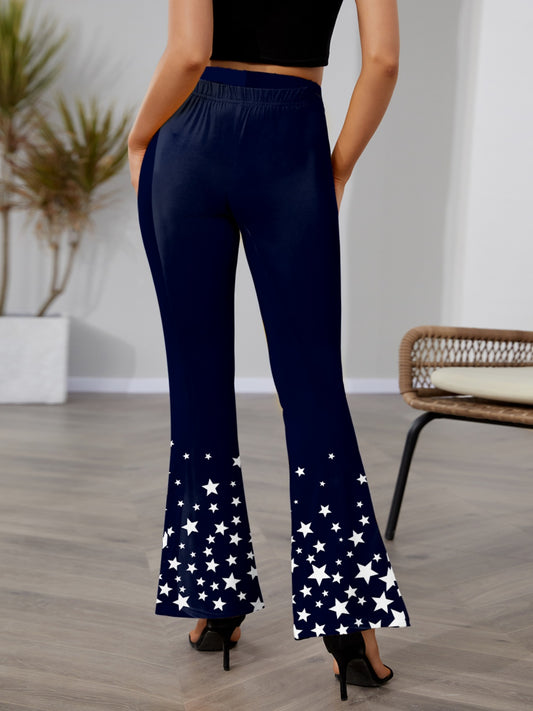 Star Elastic Waist Bootcut Pants free shipping -Oh Em Gee Boutique