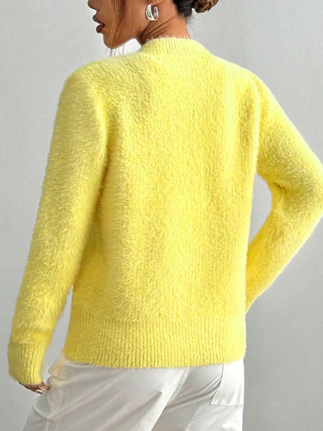 Heart Button Fuzzy Cardigan free shipping -Oh Em Gee Boutique