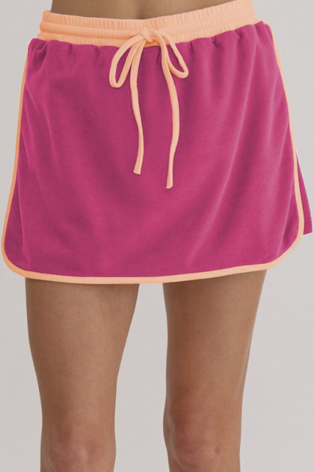 Contrast Trim Round Neck Top and Skort Set free shipping -Oh Em Gee Boutique