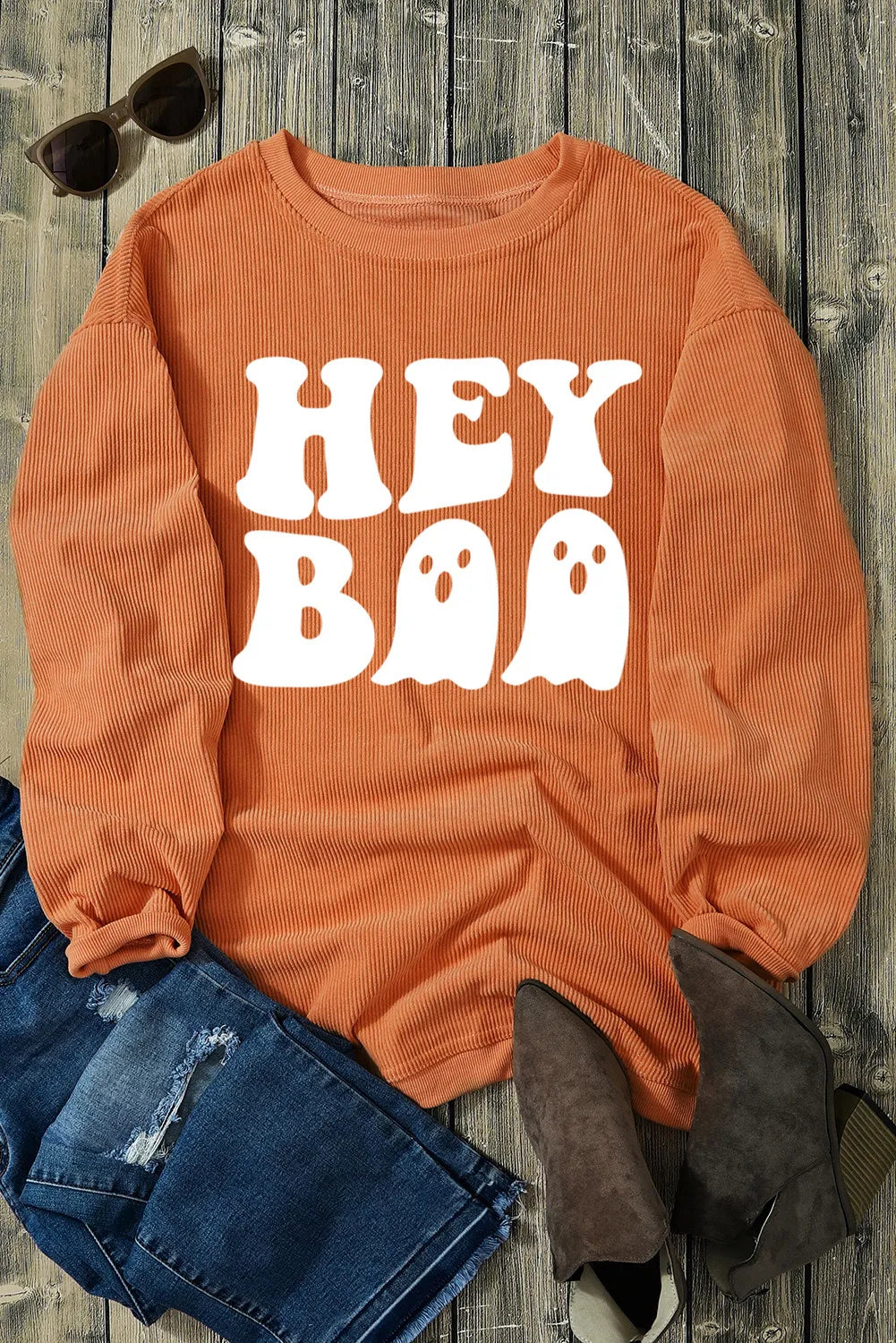 Letter Graphic Round Neck Long Sleeve Sweatshirt free shipping -Oh Em Gee Boutique