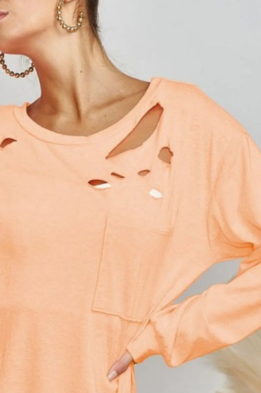 BiBi Triblend with Laser Cut Detailed T-Shirt free shipping -Oh Em Gee Boutique