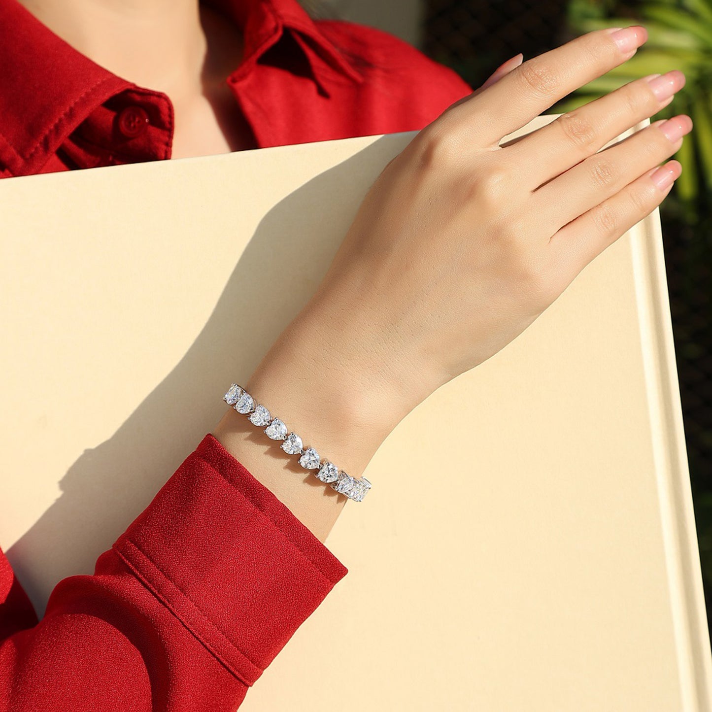 24 Carat Moissanite 925 Sterling Silver Heart Bracelet free shipping -Oh Em Gee Boutique