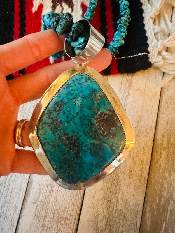 Vintage Navajo Sterling Silver and Turquoise Beaded Necklace free shipping -Oh Em Gee Boutique