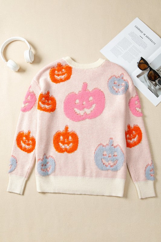 Halloween Pumpkin Crewneck Sweater free shipping -Oh Em Gee Boutique