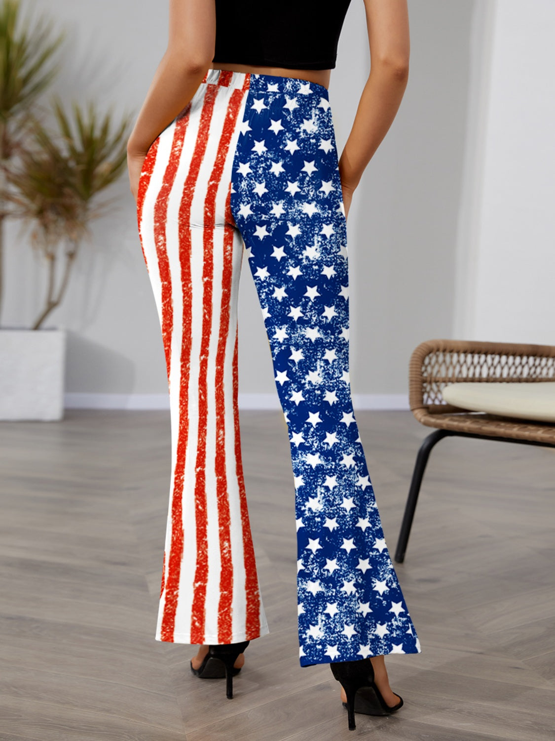 Star & Stripes High Waist Bootcut Pants free shipping -Oh Em Gee Boutique