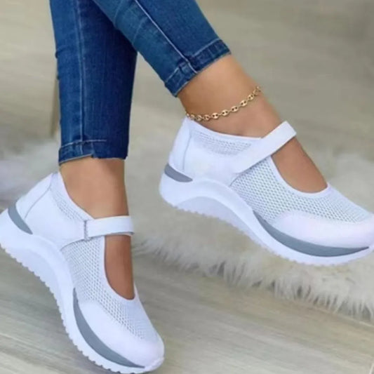 Velcro Strap Round-Toe Wedge Sneakers free shipping -Oh Em Gee Boutique