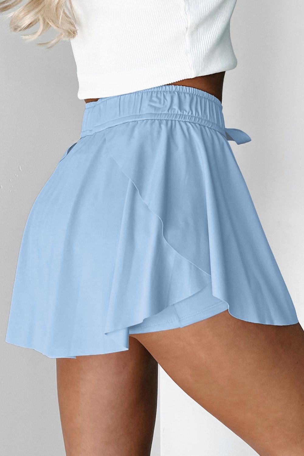 Drawstring High Waist Lined Active Skorts free shipping -Oh Em Gee Boutique