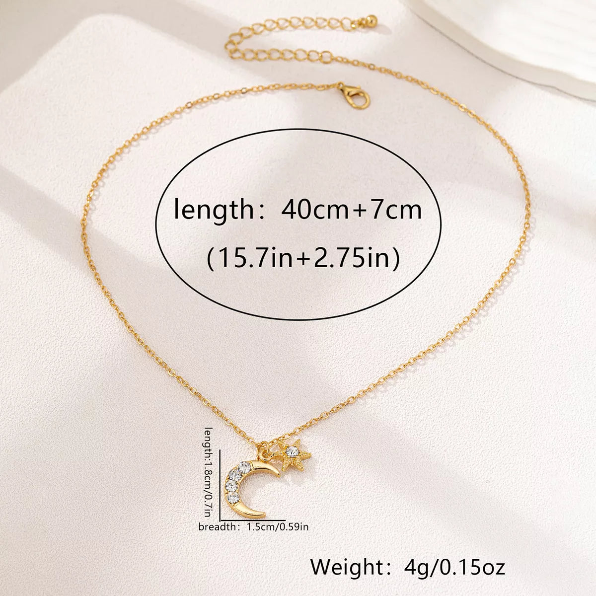 18K Gold-Plated Rhinestone Star & Moon Necklace free shipping -Oh Em Gee Boutique