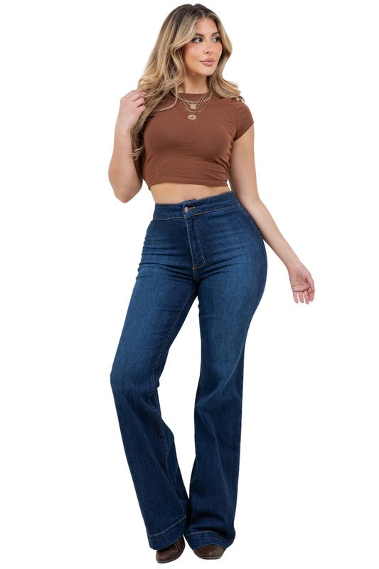 Harley Wide Leg Dark Blue free shipping -Oh Em Gee Boutique