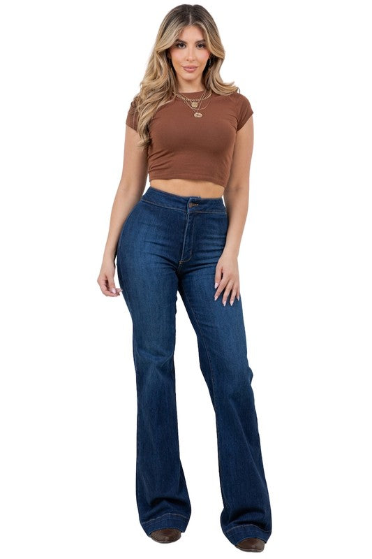 Harley Wide Leg Dark Blue free shipping -Oh Em Gee Boutique