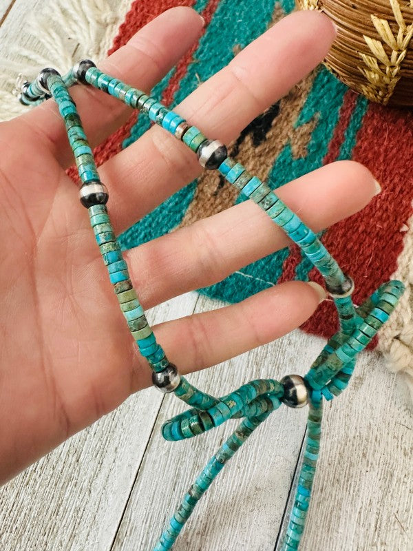 Handcrafted Sterling Silver & Turquoise Pearl Bead Necklace free shipping -Oh Em Gee Boutique