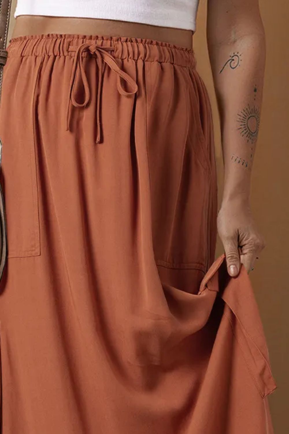 Drawstring Maxi Skirt with Pockets free shipping -Oh Em Gee Boutique