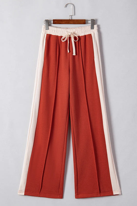 Drawstring Contrast Wide Leg Pants free shipping -Oh Em Gee Boutique
