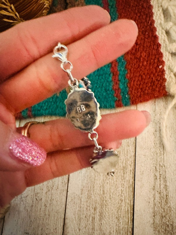 Navajo Pink Dream Mojave & Sterling Silver Link Bracelet free shipping -Oh Em Gee Boutique