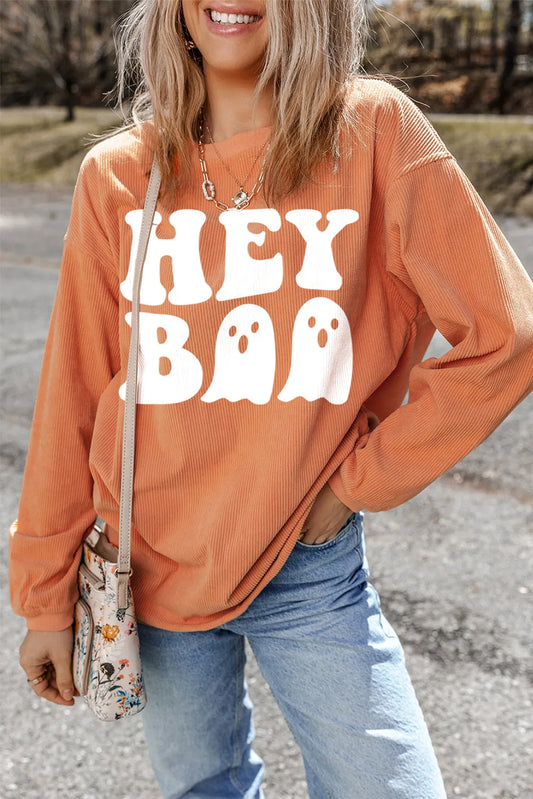 Letter Graphic Round Neck Long Sleeve Sweatshirt free shipping -Oh Em Gee Boutique