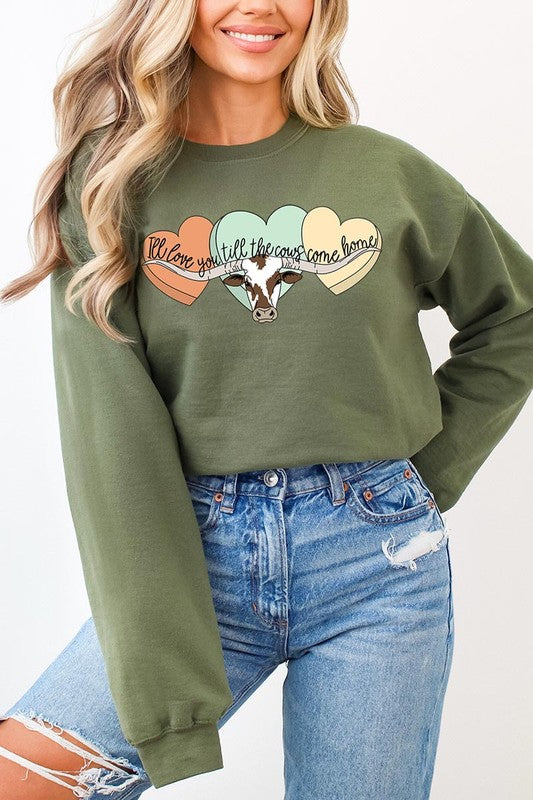Plus Size Love You Till The Cows Come Home Sweatshirts free shipping -Oh Em Gee Boutique