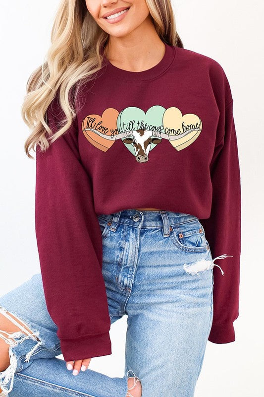 Plus Size Love You Till The Cows Come Home Sweatshirts free shipping -Oh Em Gee Boutique