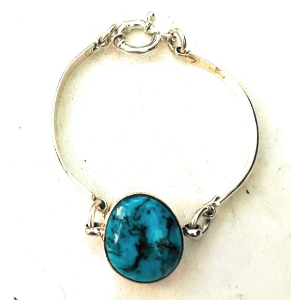 Navajo Turquoise & Sterling Silver Floating Link Bracelet free shipping -Oh Em Gee Boutique