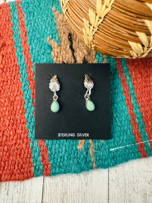 Navajo Turquoise & Sterling Silver Feather Earrings free shipping -Oh Em Gee Boutique
