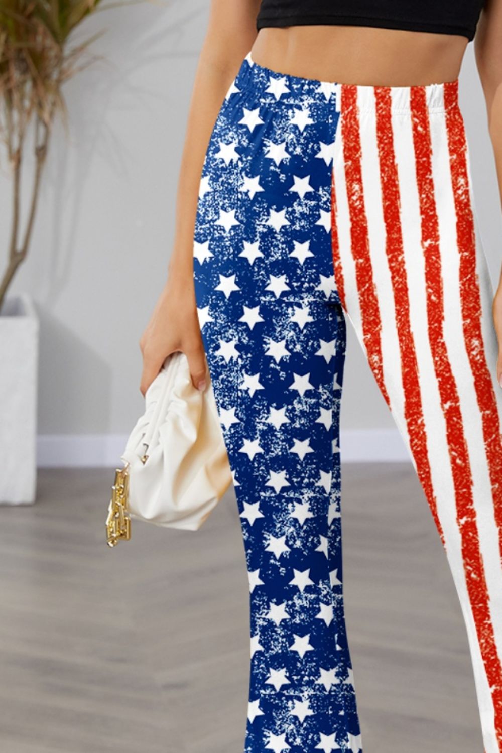 Star & Stripes High Waist Bootcut Pants free shipping -Oh Em Gee Boutique