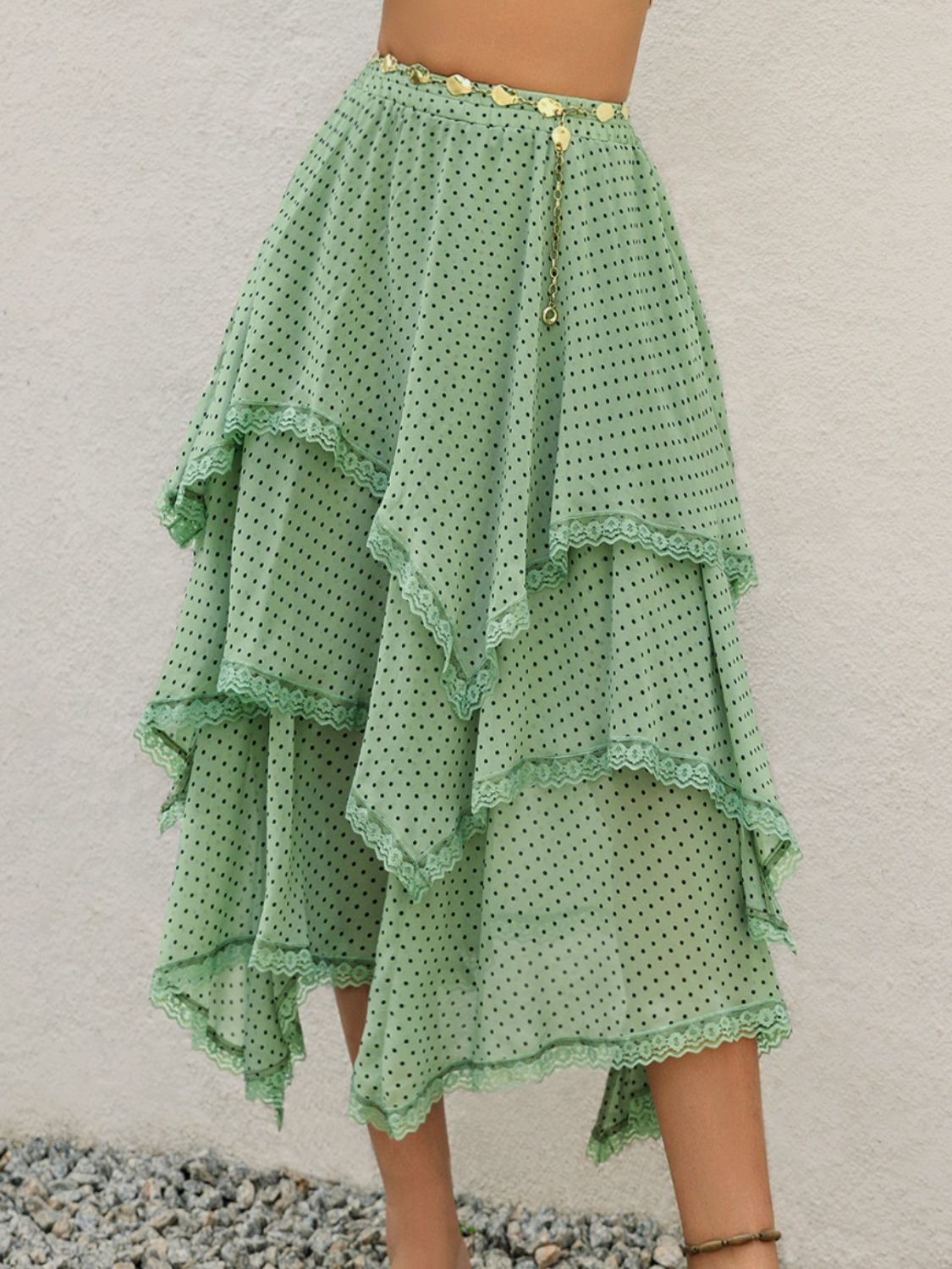 Lace Detail Layered Printed Skirt free shipping -Oh Em Gee Boutique