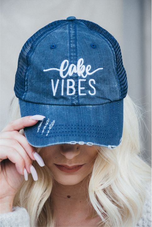 Lake Vibes Embroidered Trucker Hat free shipping -Oh Em Gee Boutique